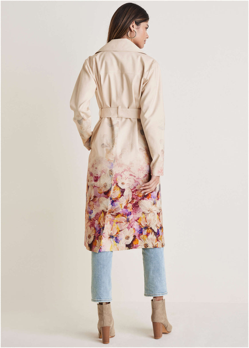 Printed Trench Coat - Digital Wildflowers