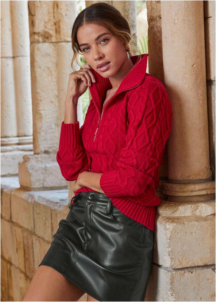 Zip Pullover - Equestrian Red