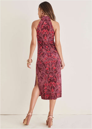 High Neck Midi Dress - Nouveau Tapestry - thumbnail-2