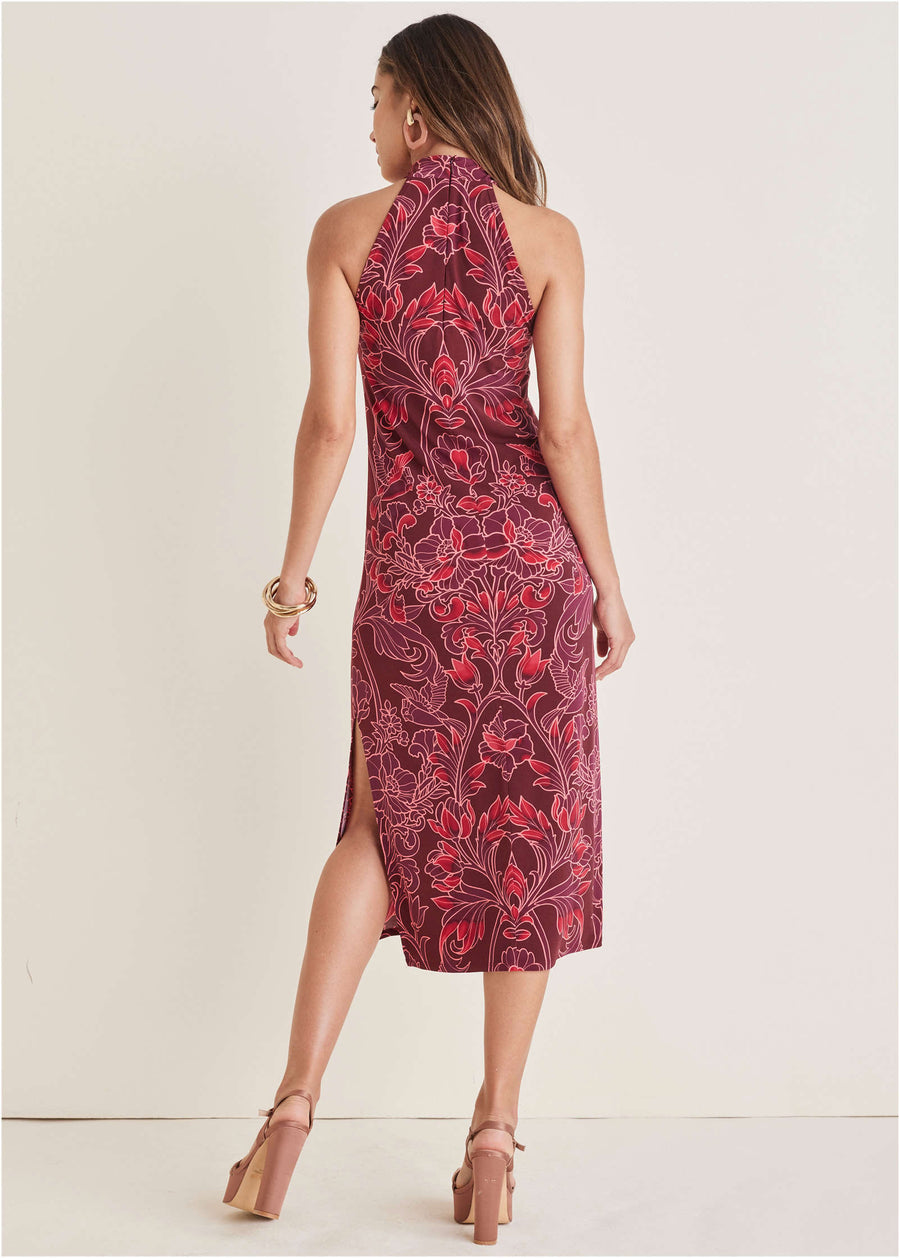 High Neck Midi Dress - Nouveau Tapestry