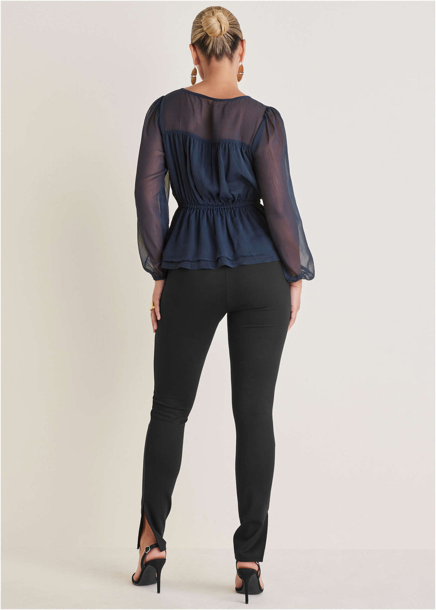 Sheer Beauty Blouse - Navy