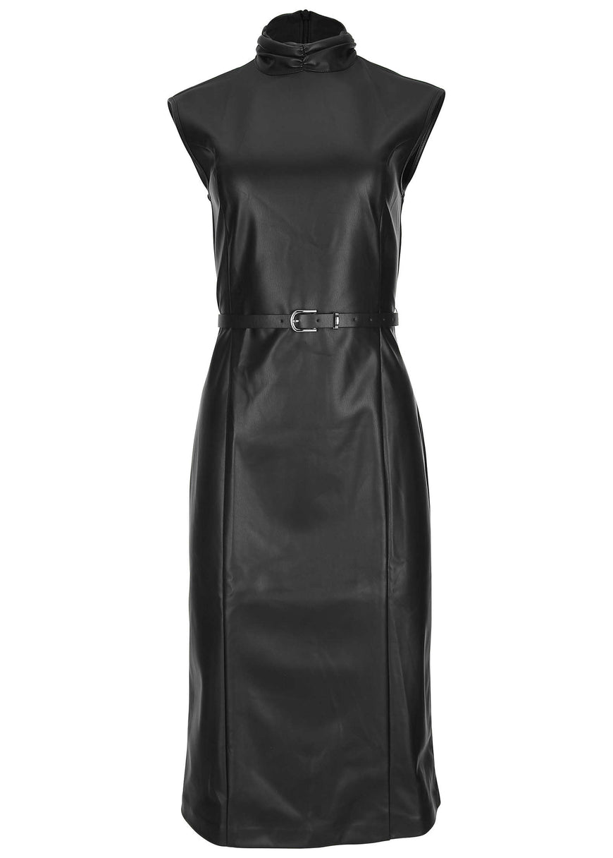 Faux Leather Dress - Black