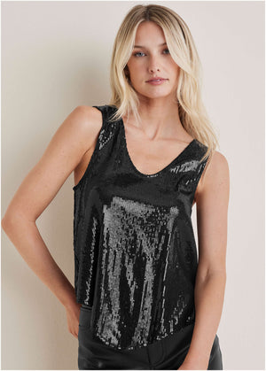 Glitter Sequin Tank - Black - thumbnail-5