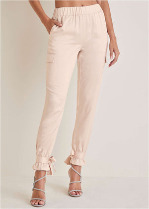 Satin Jogger Pants - Peach Dust - thumbnail-2