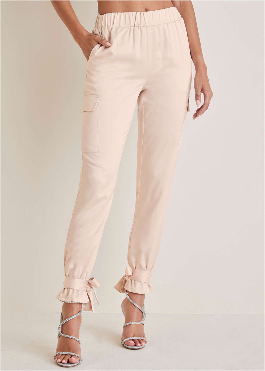 Satin Jogger Pants - Peach Dust