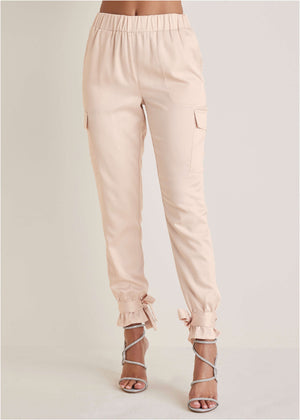 Satin Jogger Pants - Peach Dust - thumbnail-7