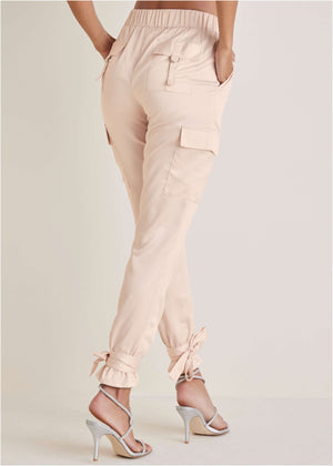 Satin Jogger Pants - Peach Dust - thumbnail-3