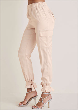 Satin Jogger Pants - Peach Dust - thumbnail-4