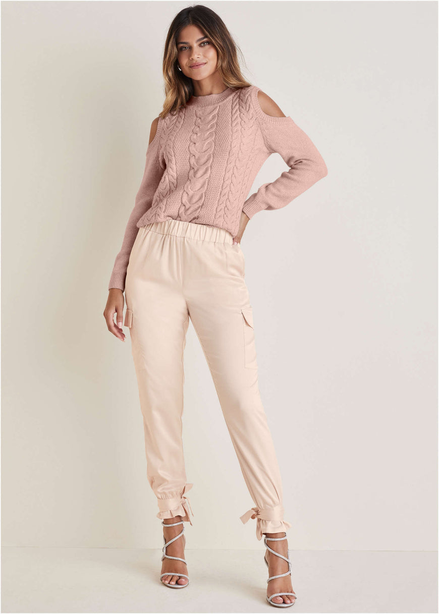 Satin Jogger Pants - Peach Dust