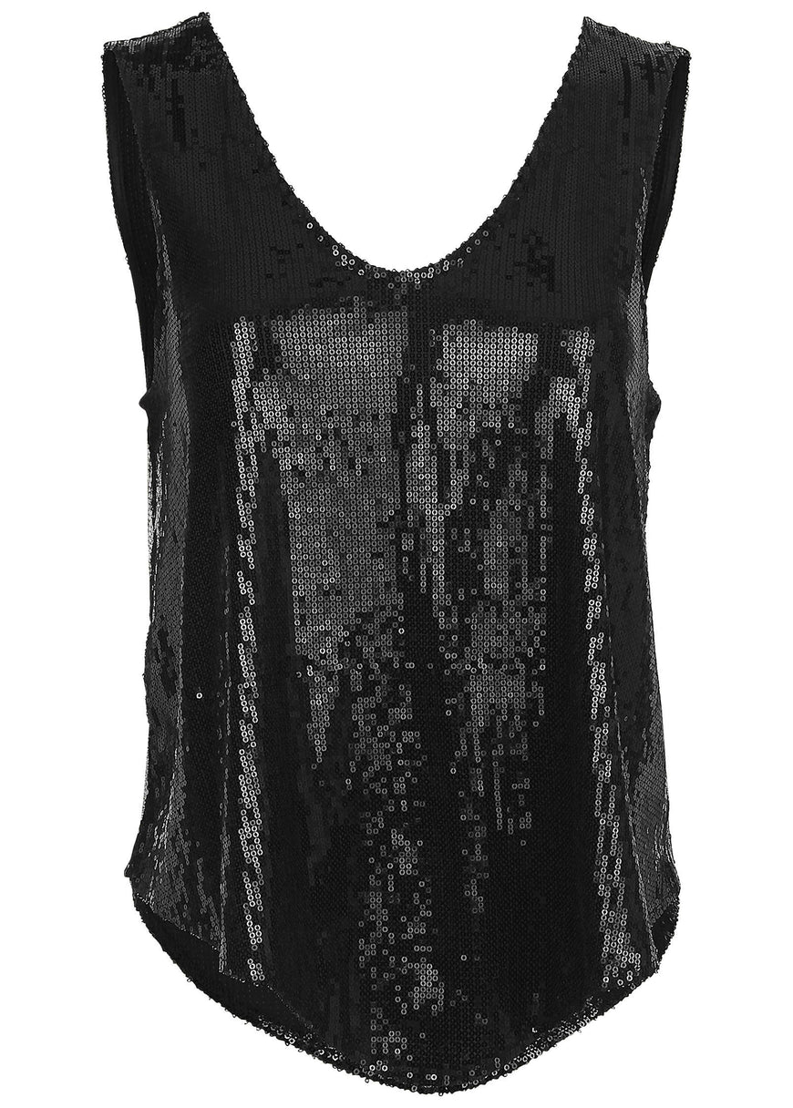 Glitter Sequin Tank - Black