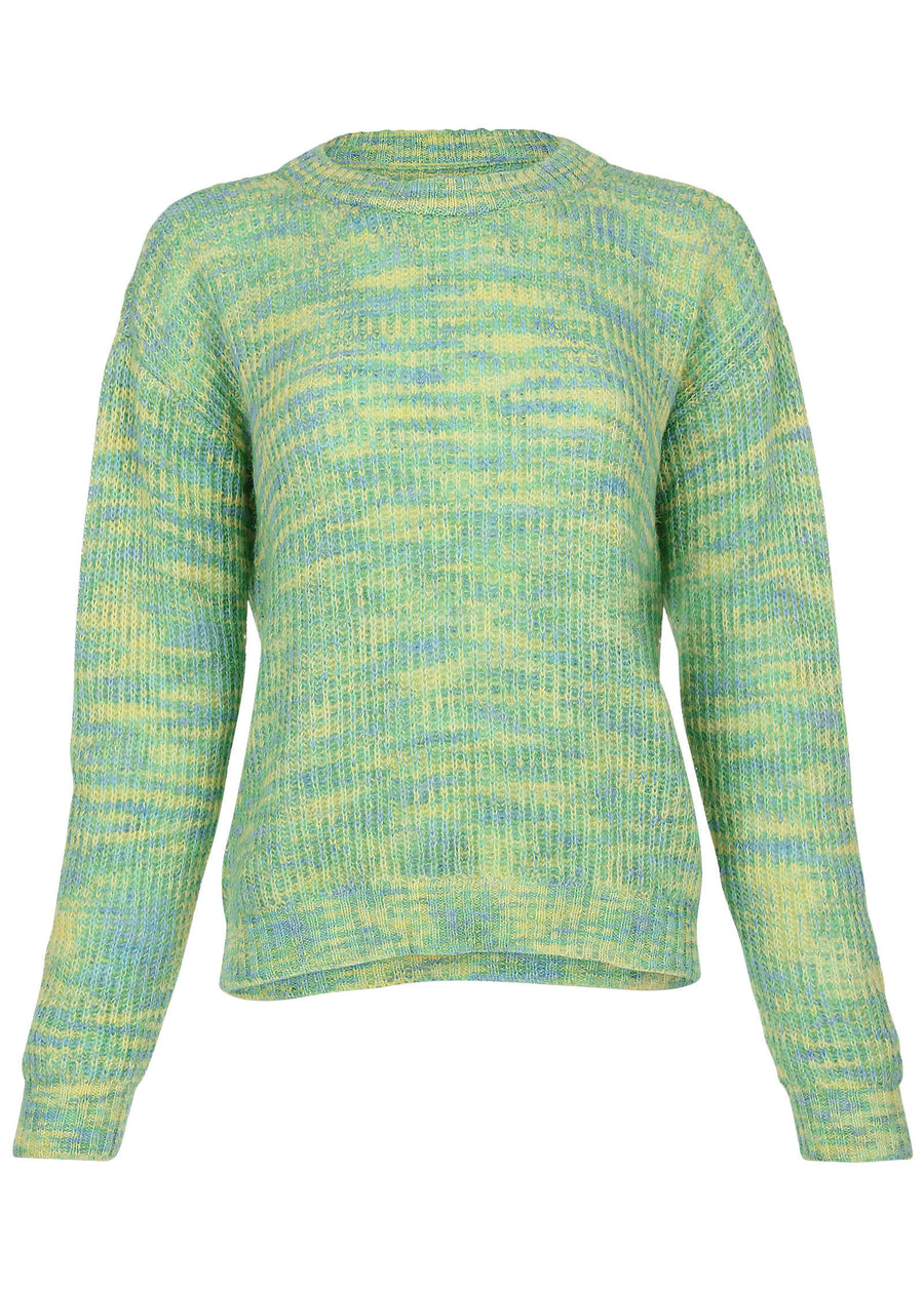 Space Dye Crew Neck Sweater - Green Multi