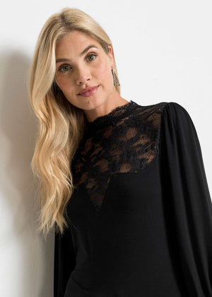 Lace Detail Top - Black - thumbnail-3