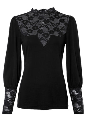 Lace Detail Top - Black - thumbnail-5