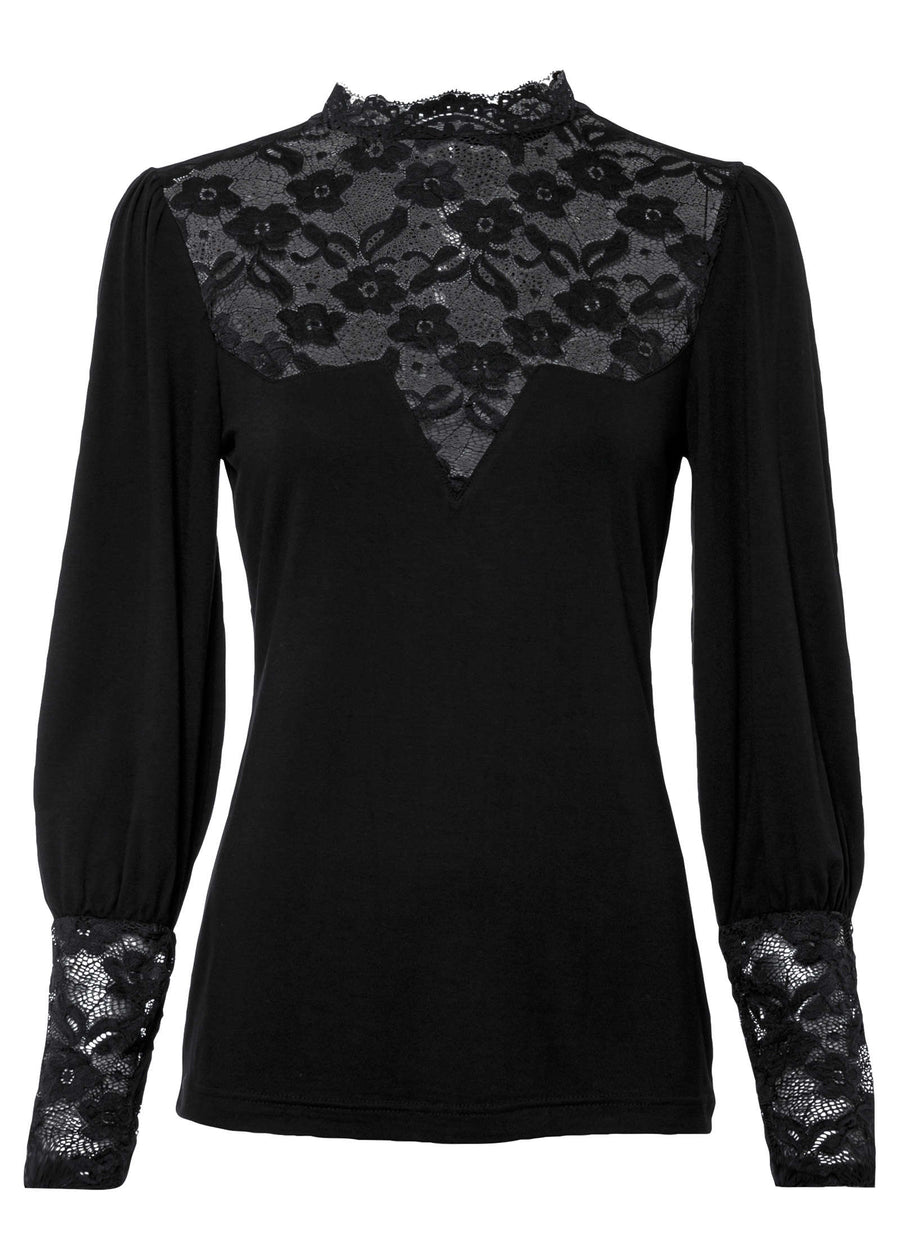 Lace Detail Top - Black