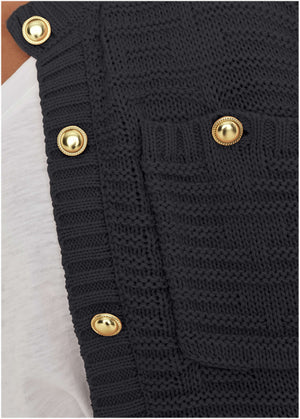 Button Detail Cardigan - Black - thumbnail-3