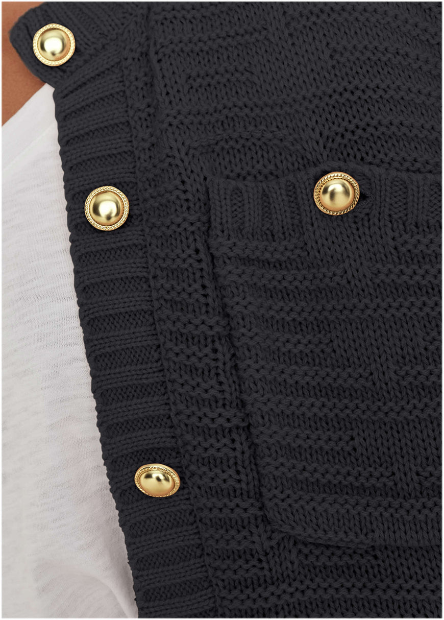 Button Detail Cardigan - Black