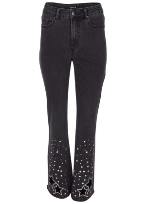 Rhinestone Embellished Jeans - Black Wash - thumbnail-6