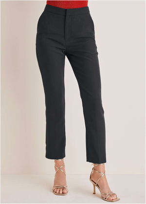 Straight Leg Suiting Pants - Black - thumbnail-2