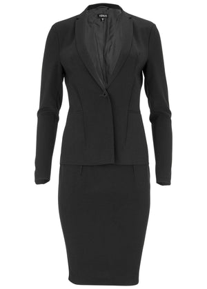 Pencil Skirt Suit Set - Black - thumbnail-5