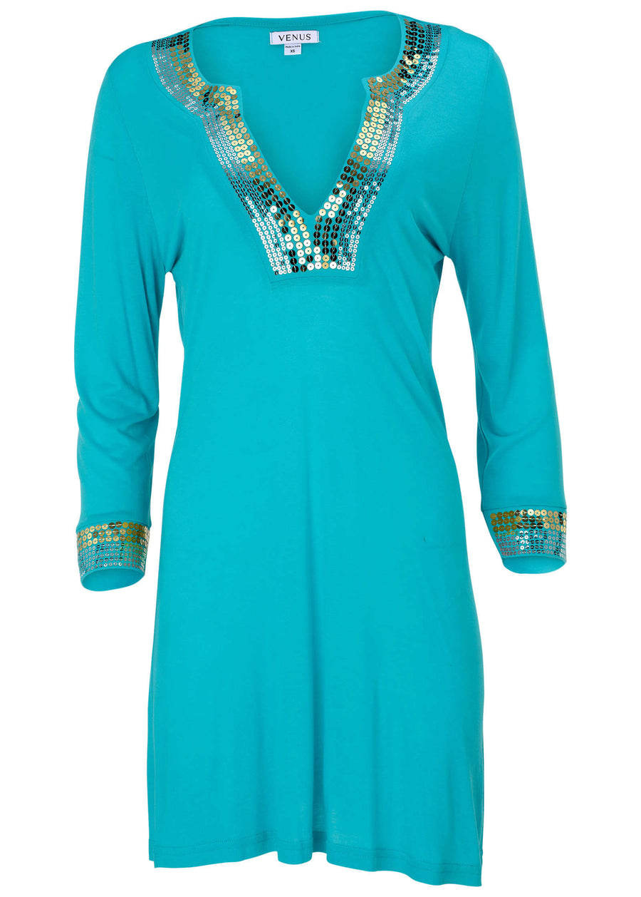 Sequin Cover-Up Dress - Aqua Reef