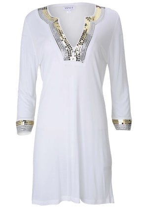 Sequin Cover-Up Dress - Pearl White - thumbnail-4